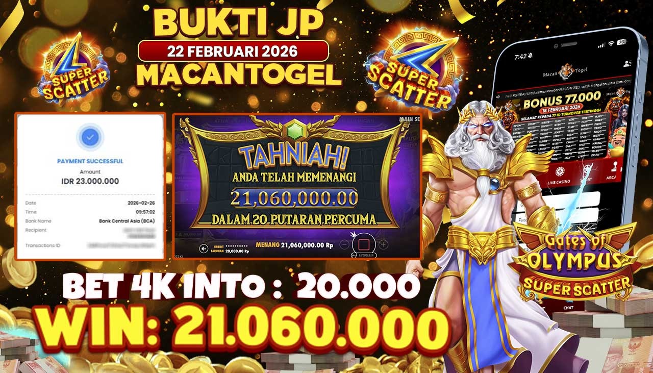 MACANTOGEL JACKPOT PERMAINAN SLOT PRAGMATIC PLAY GATE OF OLYMPUS SUPER SCATTER Rp.21.060.000,- LUNAS