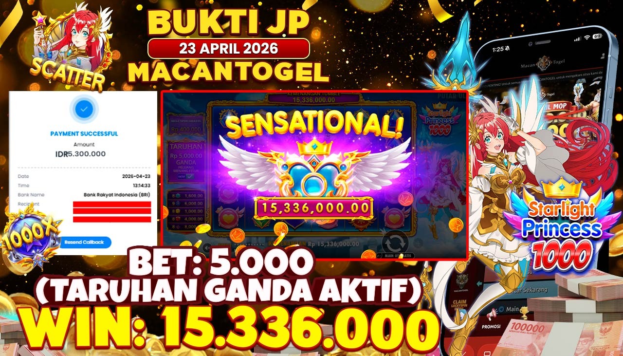 MACANTOGEL JACKPOT PERMAINAN SLOT PRAGMATIC PLAY STARLIGHT PRINCESS 1000 Rp.15.336.000,- LUNAS