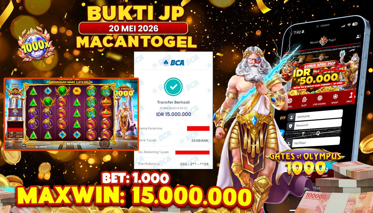 MACANTOGEL JACKPOT PERMAINAN SLOT PRAGMATIC PLAY GATES OF OLYMPUS 1000 Rp.15.000.000,- LUNAS