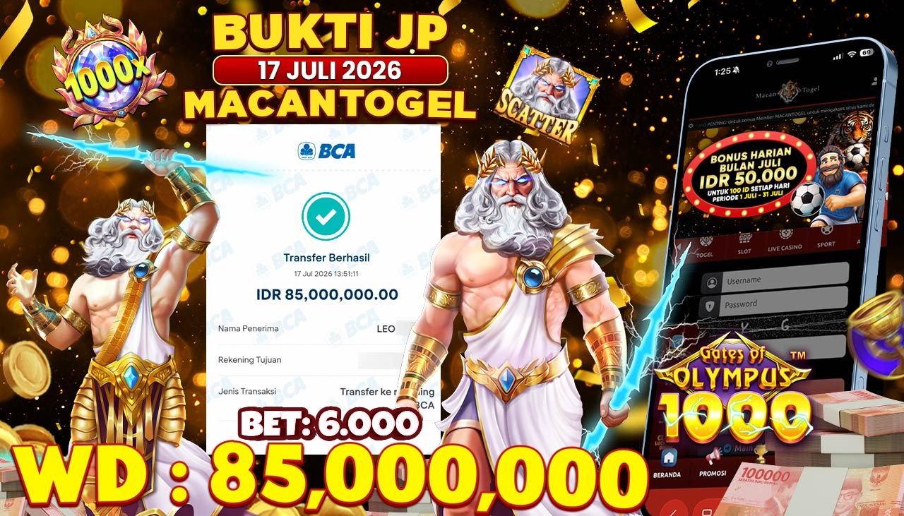 MACANTOGEL JACKPOT PERMAINAN SLOT PRAGMATIC PLAY GATES OF OLYMPUS Rp.85.000.000,- LUNAS